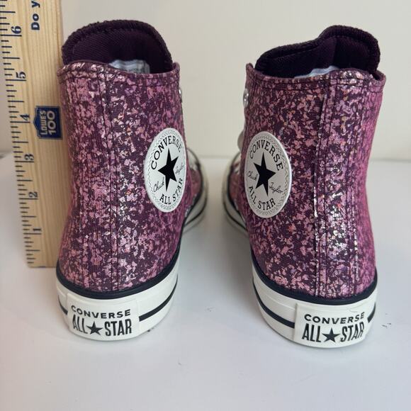 New Women CONVERSE Chuck Taylor All Star Glitter HI Orchid Abyss Sparkle Sz 6.5 - Picture 2 of 8